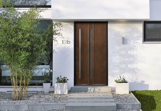 Drzwi wejściowe z wypełnieniem drzwiowym Rodenberg Keramik-Art-Corten z serii Exklusiv